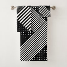 Moderno Elegante Listra Preta Pontos Brancos