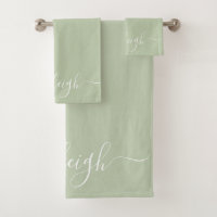 Moderno Elegante White Script Name Sage Green