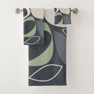 Conjunto De Toalhas Moderno Estilo Cinza Verde Salvia Padrão Abstrato