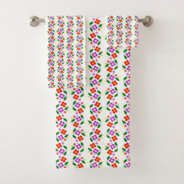 Conjunto De Toalhas Moderno Floral Vibrante Sem Costura Botânico Brilh