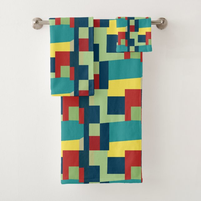 Conjunto De Toalhas Moderno Geométrico Colorido (Insitu)