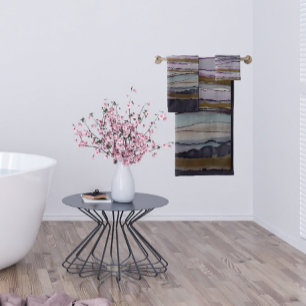 Conjunto De Toalhas Moderno Roxo e Dourado