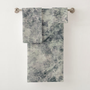 Conjunto De Toalhas Moderno Verde Lavanda Cinza Texturizado Abstrato