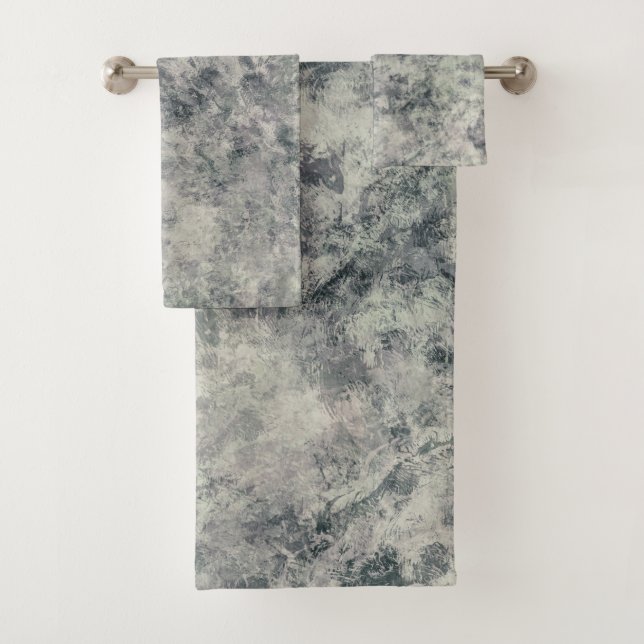Conjunto De Toalhas Moderno Verde Lavanda Cinza Texturizado Abstrato (Insitu)
