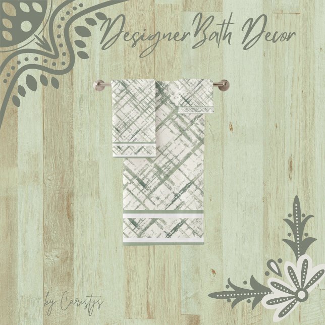 Conjunto De Toalhas Moisés Verde Padrão em Branco (Criador carregado)