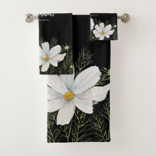 Conjunto De Toalhas Mola-d-água Branca de Cosmos Flores Botânicas