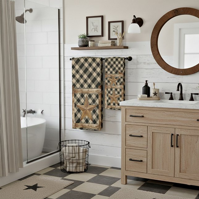 Conjunto De Toalhas Moldura de madeira e estrela (Criador carregado)