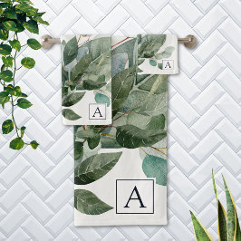 Conjunto De Toalhas Molercola Aquática Monogramas Sage Greenery