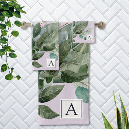 Conjunto De Toalhas Molercola Aquática Monogramas Sage Greenery