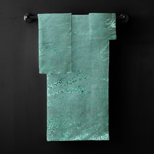 Conjunto De Toalhas Molten Jade | Emerald Green Luxury Marble (Criador carregado)