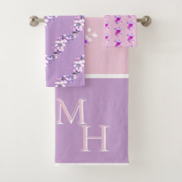 Conjunto De Toalhas Monogram Pink Rose's Cottagecore