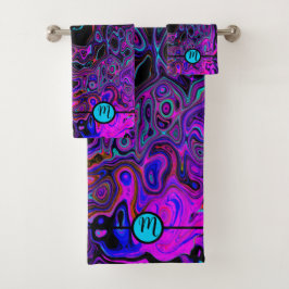 Conjunto De Toalhas Monograma Abstrato Roxo e Preto
