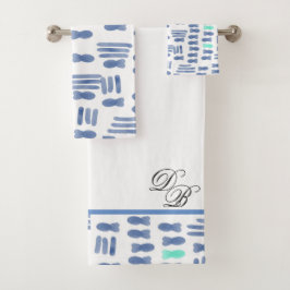 Conjunto De Toalhas Monograma Aquarela Peixe-Traço Pincel