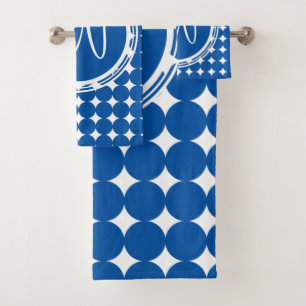 Conjunto De Toalhas Monograma azul das bolinhas
