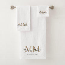 Monograma Branco Dourado Preto e Elegante Moderno