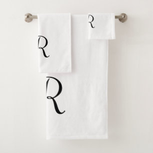 Conjunto De Toalhas Monograma Branco Moderno Simples Banho Inicial