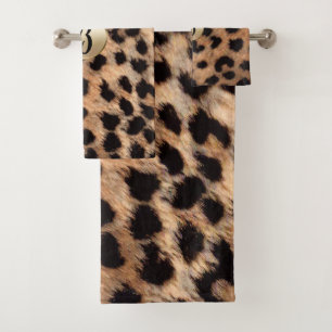 Conjunto De Toalhas Monograma Chic de Impressão Animal Leopardo Guepar