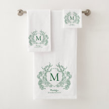 Monograma Clássico Botânico Verde Floral Crista