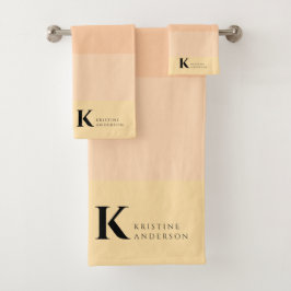 Conjunto De Toalhas Monograma Clássico de Peach Girly Gentle