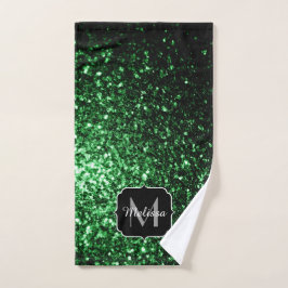 Conjunto De Toalhas Monograma com brilho falso verde escuro