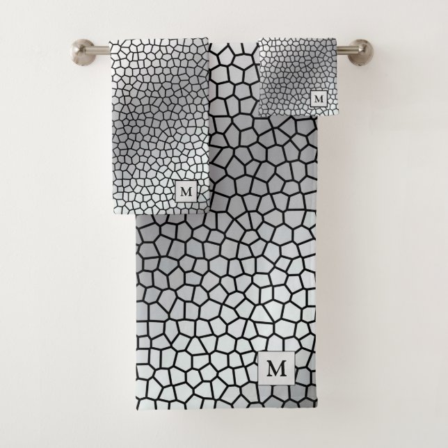 Conjunto De Toalhas Monograma com prata de vidro retido (Insitu)