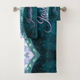 Conjunto De Toalhas Monograma da cor da pele da sereia