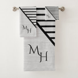 Conjunto De Toalhas Monograma de Arte Linear Moderno