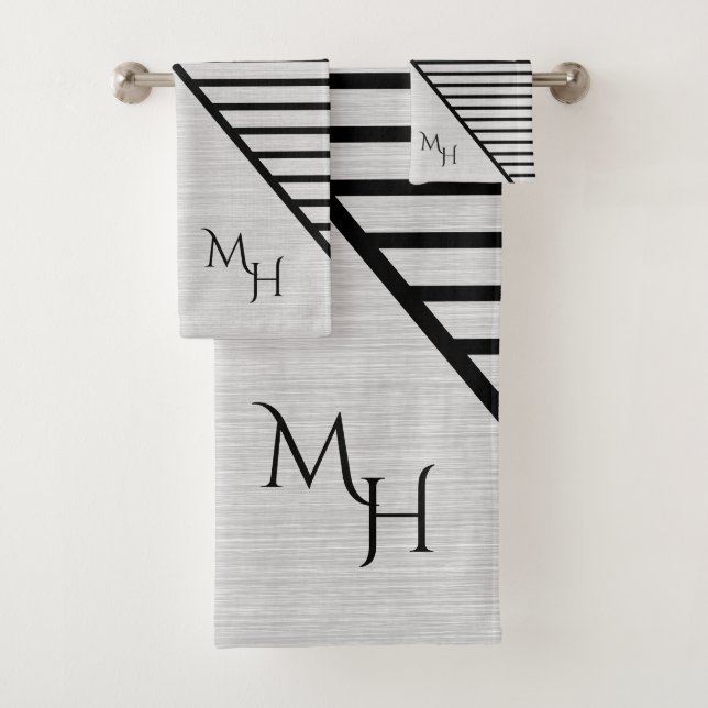 Conjunto De Toalhas Monograma de Arte Linear Moderno (Insitu)
