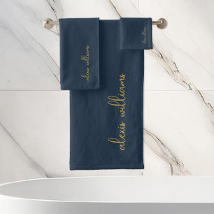 Conjunto De Toalhas Monograma de Assinatura de Script Minimalista Dour