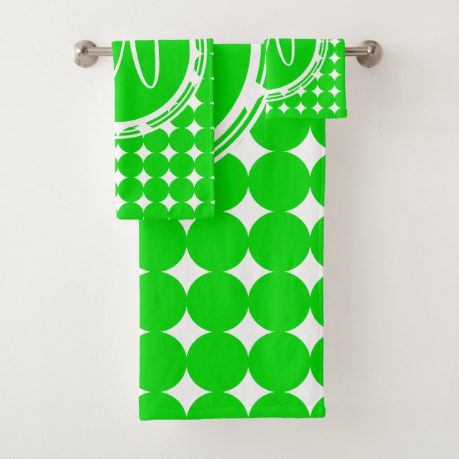 Conjunto De Toalhas Monograma de Bolinhas Verde (Insitu)