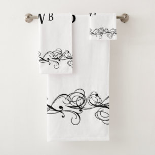 Conjunto De Toalhas Monograma de Borda Suave Estilizada
