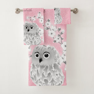Conjunto De Toalhas Monograma de Colheita Branca de Flor de Cereja