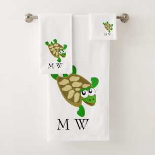Conjunto De Toalhas Monograma de Design de Tartaruga