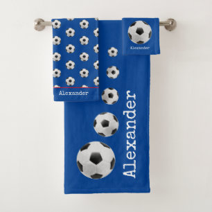 Conjunto De Toalhas Monograma de futebol azul