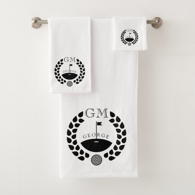 Conjunto De Toalhas Monograma de Golfe Personalizado (Insitu)