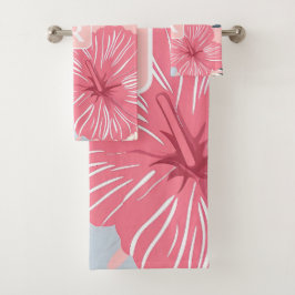 Conjunto De Toalhas Monograma de Hibiscus Tropical personalizado
