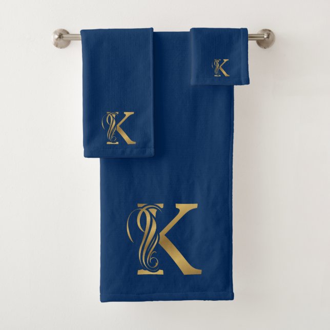 Conjunto De Toalhas Monograma de luxo - Letra K em ouro (Insitu)