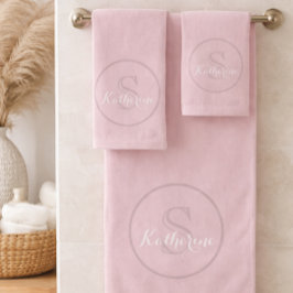Conjunto De Toalhas Monograma de Nome Personalizado Rosa Empoeirado