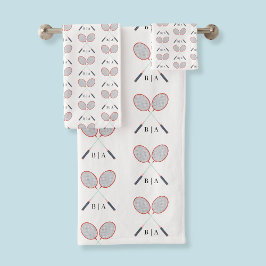 Conjunto De Toalhas Monograma de Padrão de Racket de Badminton Persona