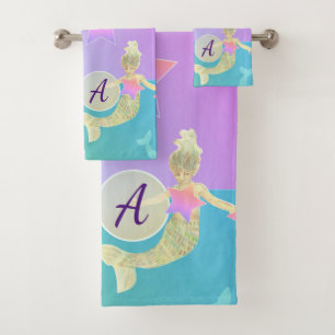 Conjunto De Toalhas Monograma de Pequena Sereia