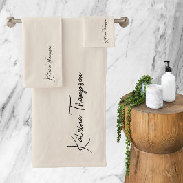 Conjunto De Toalhas Monograma de Script de Assinatura Moderna do Marfi