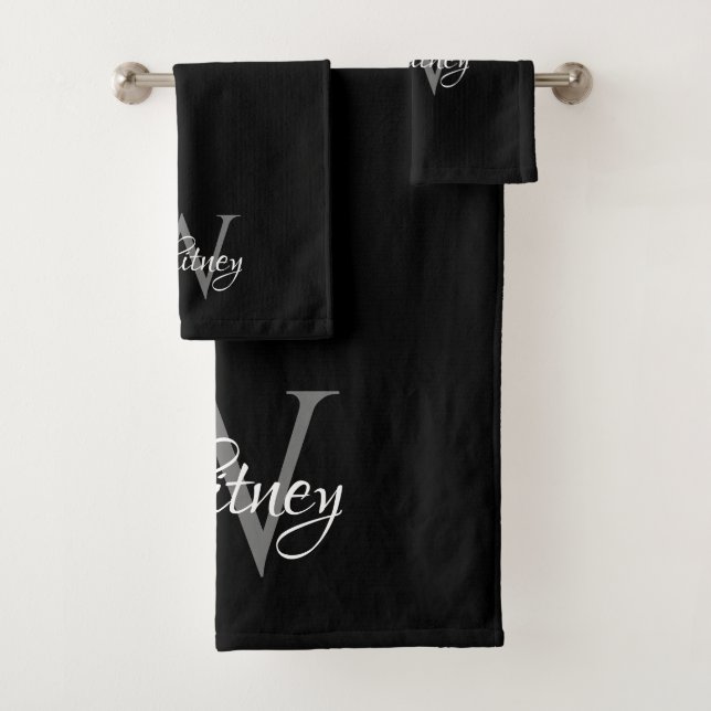 Conjunto De Toalhas Monograma de Script Inicial Personalizado (Insitu)