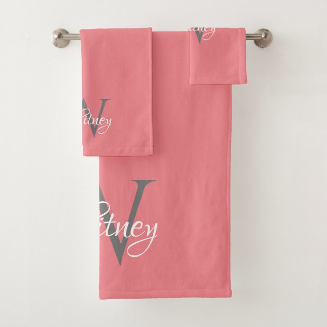 Conjunto De Toalhas Monograma de Script Inicial Personalizado (Insitu)