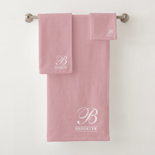 Conjunto De Toalhas Monograma de Série Elegante, cor-de-rosa