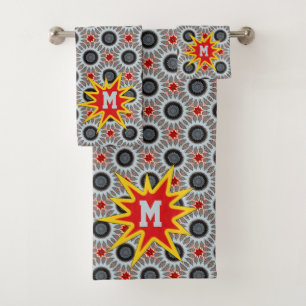 Conjunto De Toalhas Monograma de Starbursts Modernos