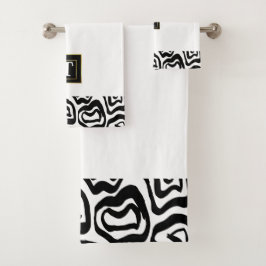 Conjunto De Toalhas Monograma de textura branca esfregada