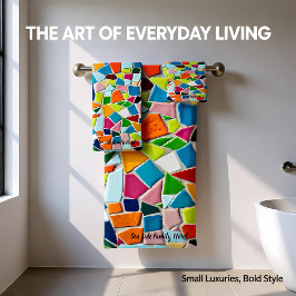 Conjunto De Toalhas Monograma do mosaico Romântico da Arte Moderna