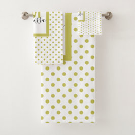 Conjunto De Toalhas Monograma do Padrão do Círculo do Ouro Branco Mode