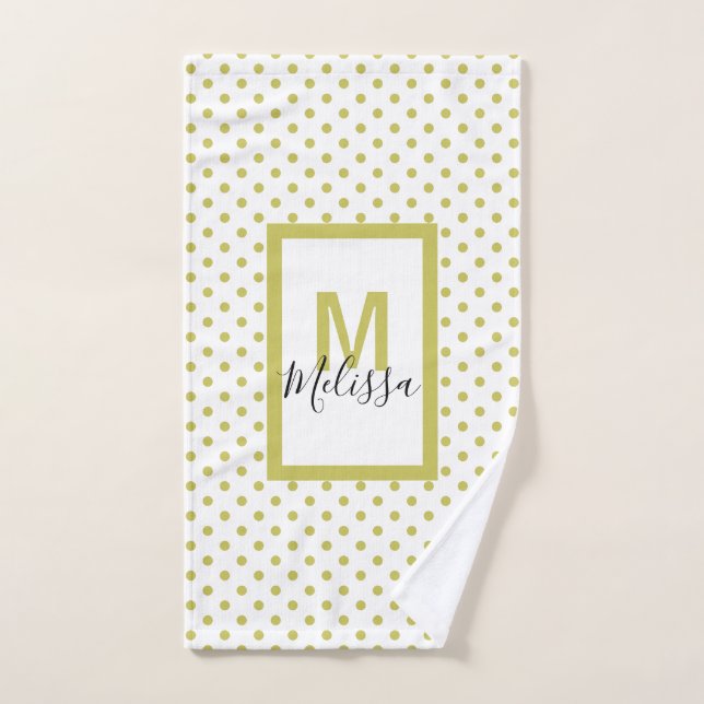Conjunto De Toalhas Monograma do Padrão do Círculo do Ouro Branco Mode (Toalha de mão)