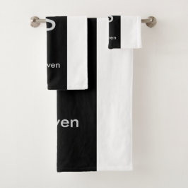 Conjunto De Toalhas Monograma Dois Tom Preto Moderno e Branco